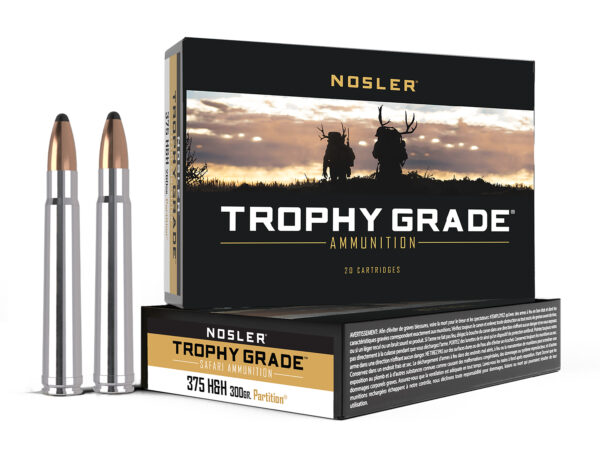 Nosler 40606 Trophy Grade Safari  375H&HMag 300gr Nosler Spitzer Partition 20 Per Box/10 Case