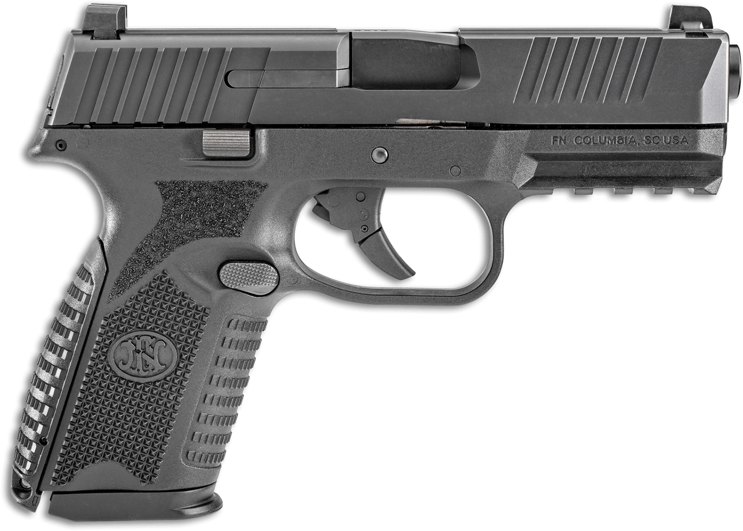 FN 66100464 509 Midsize 9mm Luger 4" Barrel 10+1, Matte Black Polymer Frame With Mounting Rail, Matte Black Stainless Steel Slide, No Manual Safety