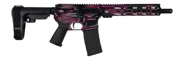 Shark Coast Tactical SCC07053ANBCHY-P Anime-15 5.56 NATO 30+1 10.50" Black Nitride Threaded Barrel, Black Cherry Cerakote Aluminum Receiver w/Picatinny Rail, Polymer SB Tactical SBA3 Brace, Magpul MOE