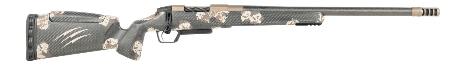 Fierce Firearms  CT Rival XP 2.0 25 Creedmoor 20" Carbon Fiber Threaded Barrel, Smoked Bronze Cerakote Titanium Drilled & Tapped Receiver, Integral Rail Forend, Desert Shadow Camo Adj Comb Carbon Fibe