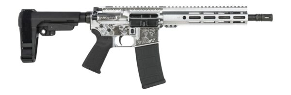 Shark Coast Tactical SCC07374DOD-P Day of the Dead  5.56 NATO 30+1 10.50" Black Nitride Threaded Barrel, Aluminum Laser Engraved Receiver w/Picatinny Rail, M-LOK Handguard, Polymer SB Tactical SBA3 Br