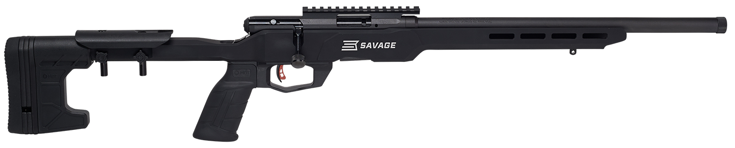 Savage Arms 70548 B Series Precision Full Size 22 WMR 10+1 18" Matte Black Threaded Barrel, Matte Black Picatinny Rail Carbon Steel Receiver, Matte Black MDT ACC Chassis Aluminum Stock, Black Polymer