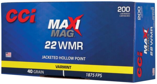 CCI 958 Maxi-Mag Varmint 22WMR 40gr Jacketed Hollow Point 200 Per Box/10 Case