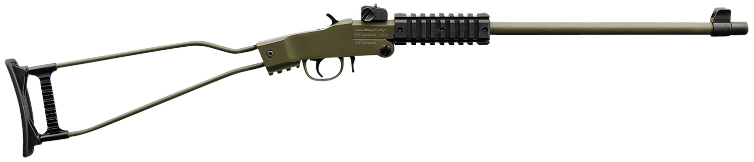 Chiappa Firearms 500266 Little Badger  Full Size 22 LR 1 Shot, 16.50" OD Green Cerakote Steel Threaded Barrel, OD Green Cerakote Quad Picatinny Receiver, OD Green Cerakote Underfolding Wire Frame Stoc