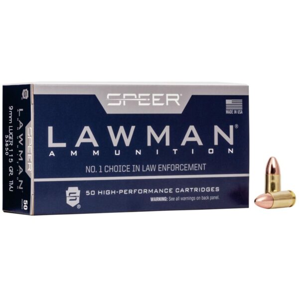 Speer Lawman Handgun Ammunition 9mm Luger 115 gr TMJ-RN  115GR TMJ  50/ct