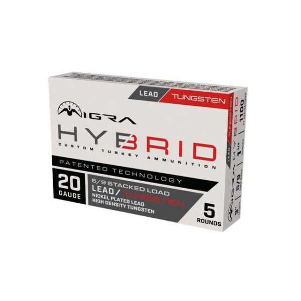 Migra Hybrid Turkey HD Tungsten/Nickel Plated Lead Stack Shotshells 20ga 3" 1-1/2oz 1100 fps #5 & #9 5/ct