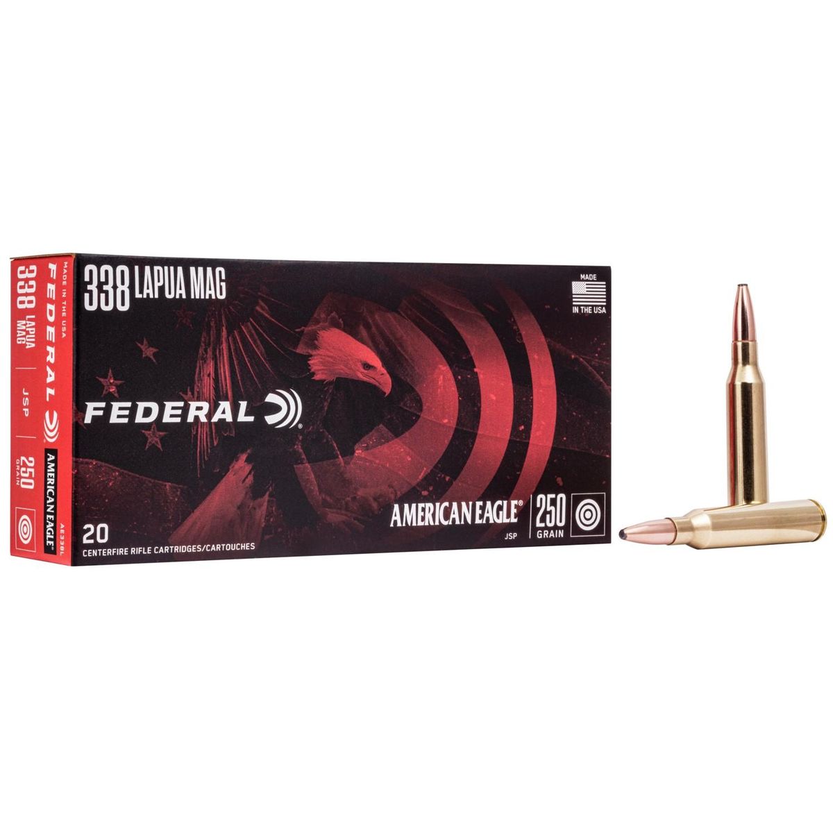 Federal American Eagle Rifle Ammunition .338 Lapua Mag 250 gr SP 20/ct