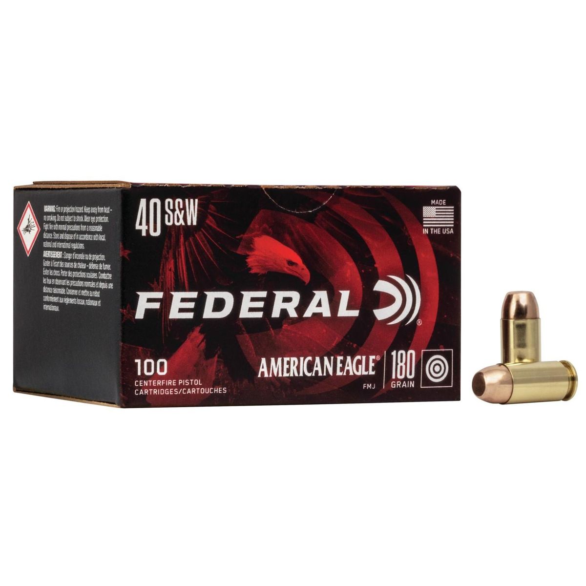American Eagle Handgun Ammunition .40 S&W 180 gr. FMJ 1000 fps 100/ct