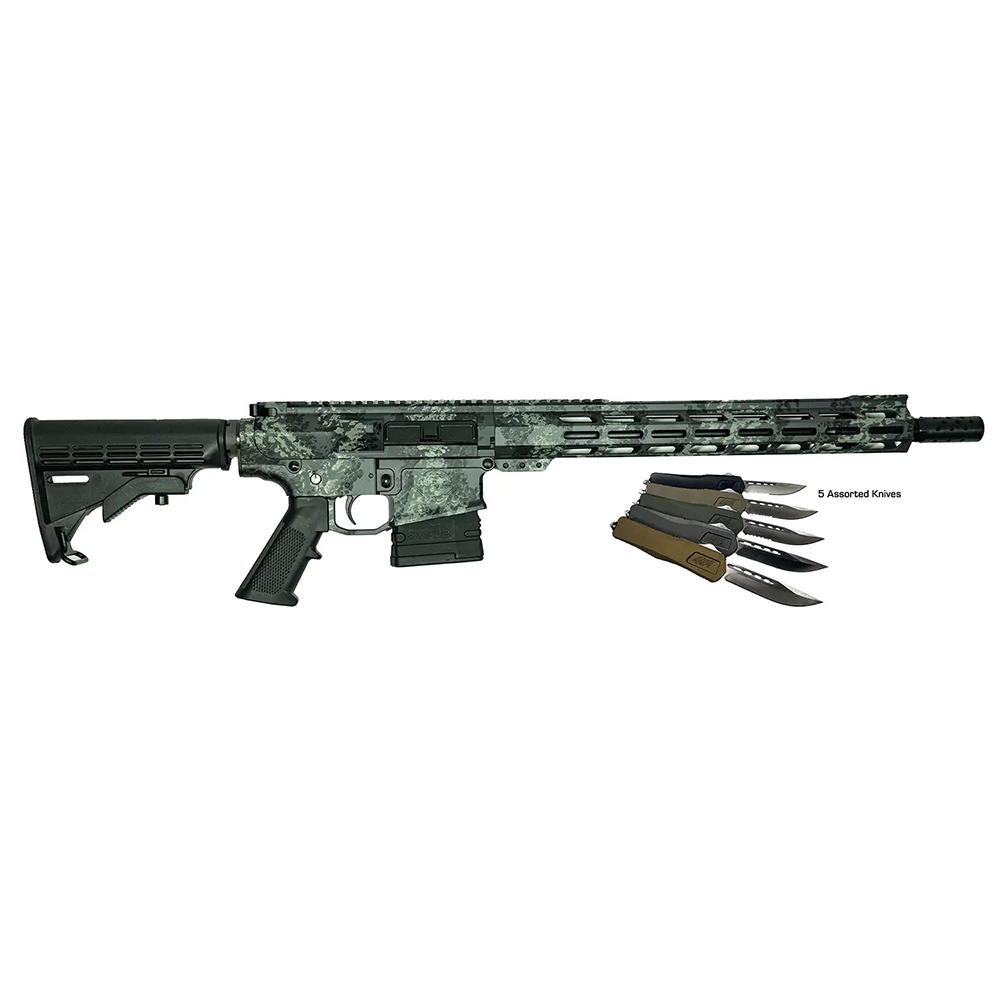 Great Lakes AR-10 Rifle .308 Win 10rd Magazine 16" Barrel Lichen Grey with 5 OTF 3-1/2" Blade Knives