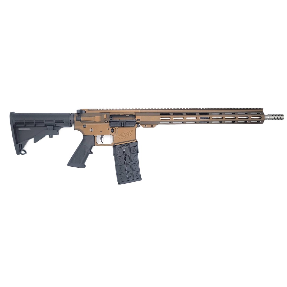 GLFA CA Compliant Rifle .223 Wylde 10rd Mag(1) 16'' Stainless Threaded Barrel Bronze Titanium Cerakote