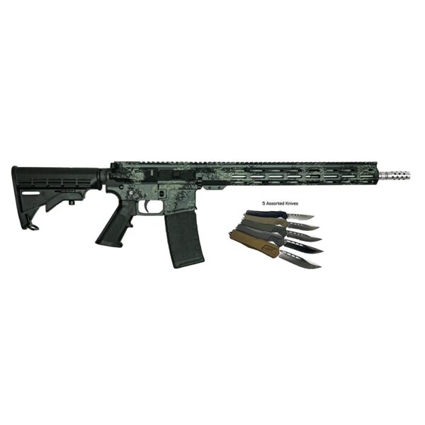 Great Lakes AR-15 Rifle .223 Wylde 30rd Magazine 16" Barrel Lichen Grey with 5 OTF 3-1/2" Blade Knives