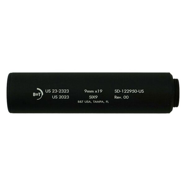 B&T Six9 Wipe Suppressor ONLY 9mm Luger Black Firearm Sold Separately