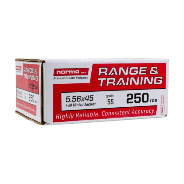Norma Range & Training Rifle Ammunition 5.56X45 NATO 55gr FMJ 3250 fps 250/rd