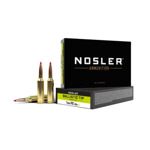 Nosler Ballistic Tip Hunting Rifle Ammunition 7mm PRC 160gr PT 3000 fps 20/ct
