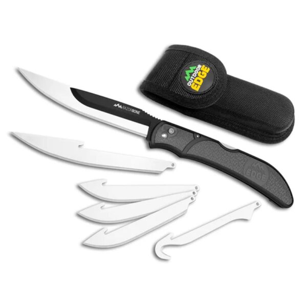 Outdoor Edge RazorBone Replaceable Blade Folding Knife with Boning Drop-point and Gutting Blades