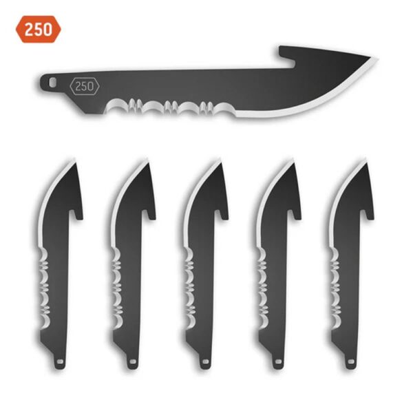 Outdoor Edge 2-1/5" Drop Point Blade Pack Half Serration Black 6/ct