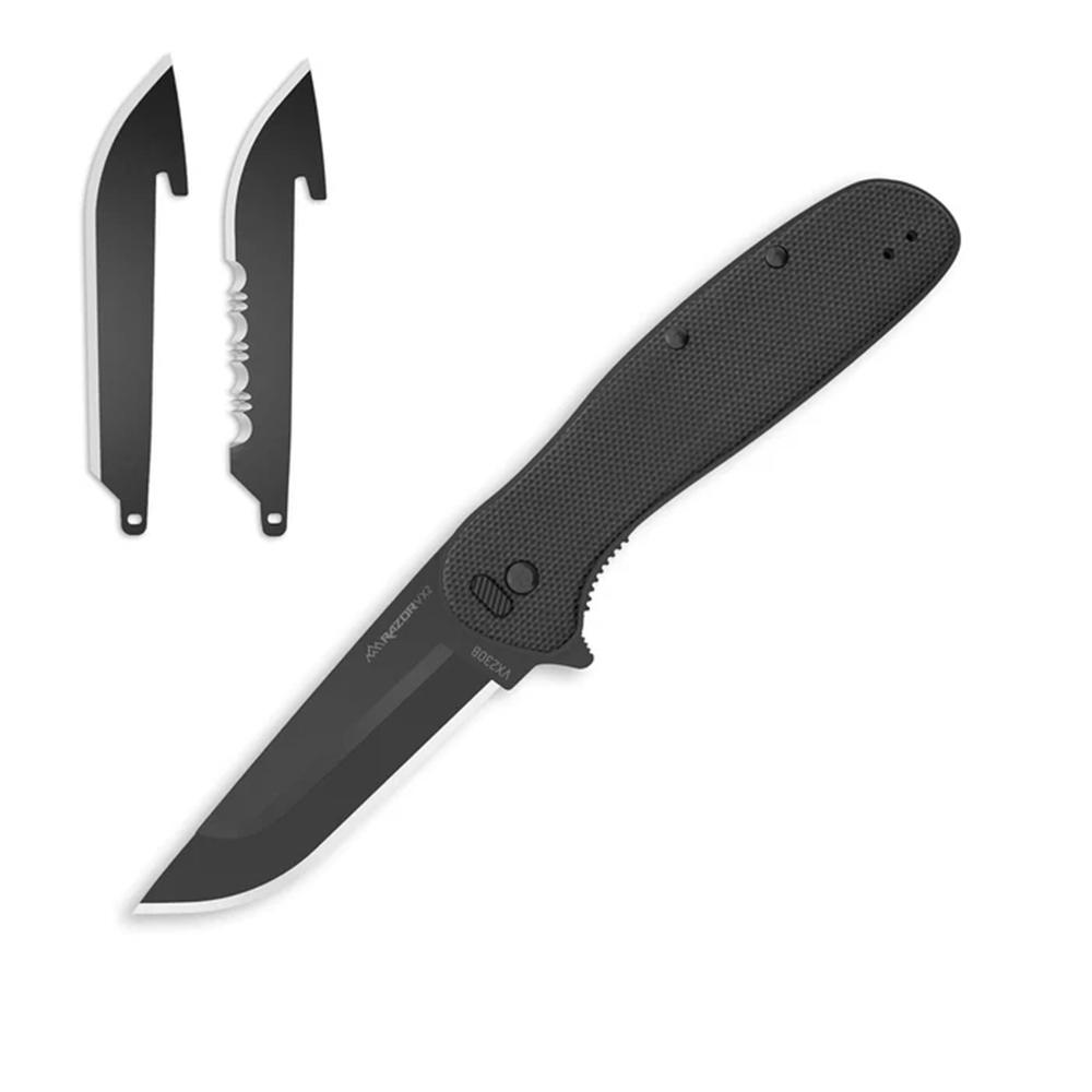 Outdoor Edge Razor VX2 Replaceable Blade Folding Knife 3" Drop Point Blade Black