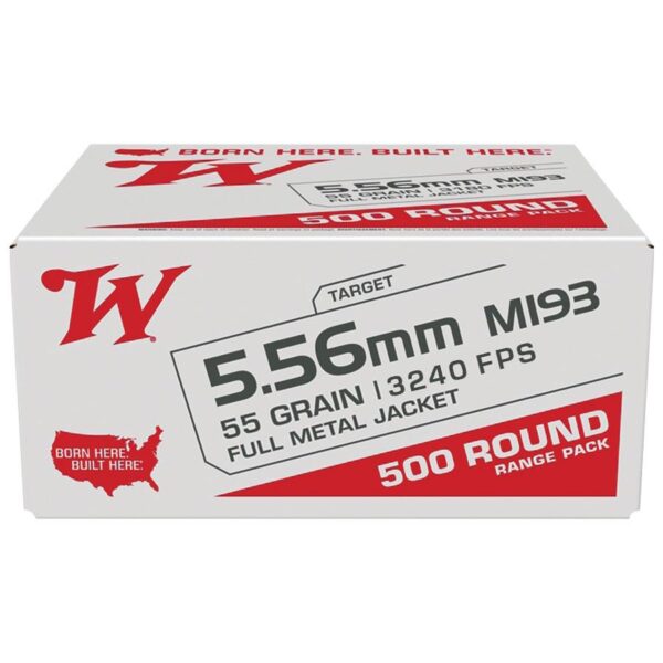 Winchester USA Lake City M193 Rifle Ammunition 5.56X45 NATO 55 gr. FMJ 3240 fps 500/ct Bulk