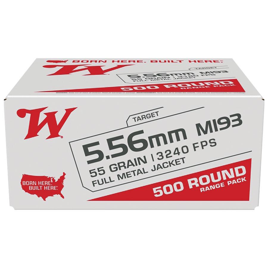 Winchester USA Lake City M193 Rifle Ammunition 5.56X45 NATO 55 gr. FMJ 3240 fps 500/ct Bulk