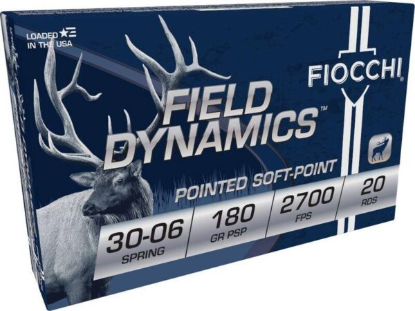 Fiocchi Field Dynamics Rifle Ammunition 30-06 Sprg 180 gr PSP 2700 fps 20/ct