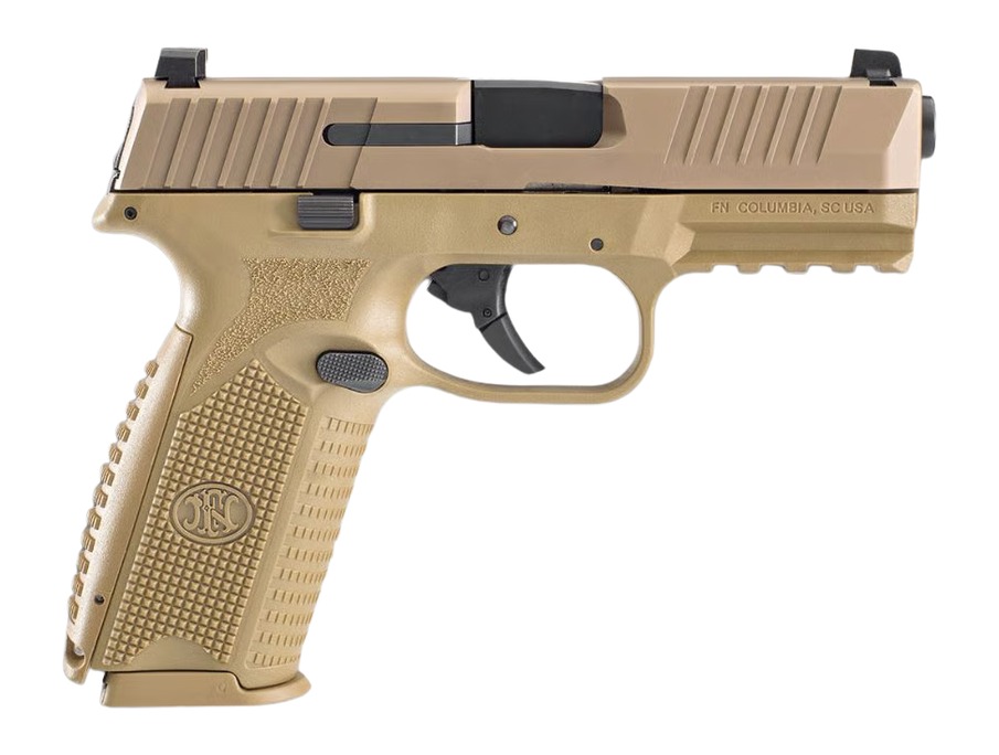 FN 66100740 509M 9mm Luger 10+1 4" Target Crown Barrel, Flat Dark Earth Stainless Steel Serrated Slide & Polymer Frame w/Picatinny Rail, Interchangeable Backstrap Grip, Ambidextrous