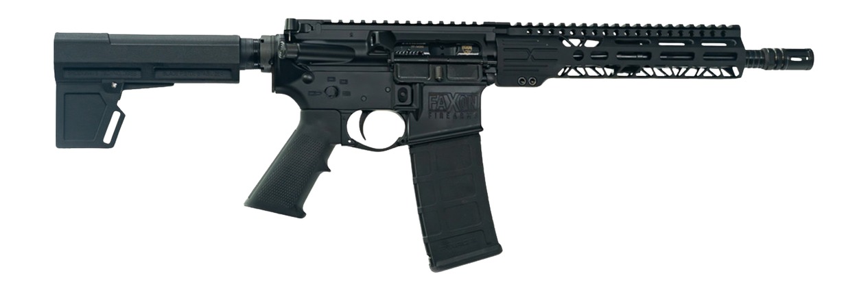 Faxon Firearms FXSPT3B105GA9 Sport  300 Blackout 30+1 10.50" Salt Bath Nitride Threaded Barrel, Aluminum Receiver w/Picatinny Rail, M-LOK Handguard, Black Polymer KAK Shockwave Pistol Brace, A2 Style