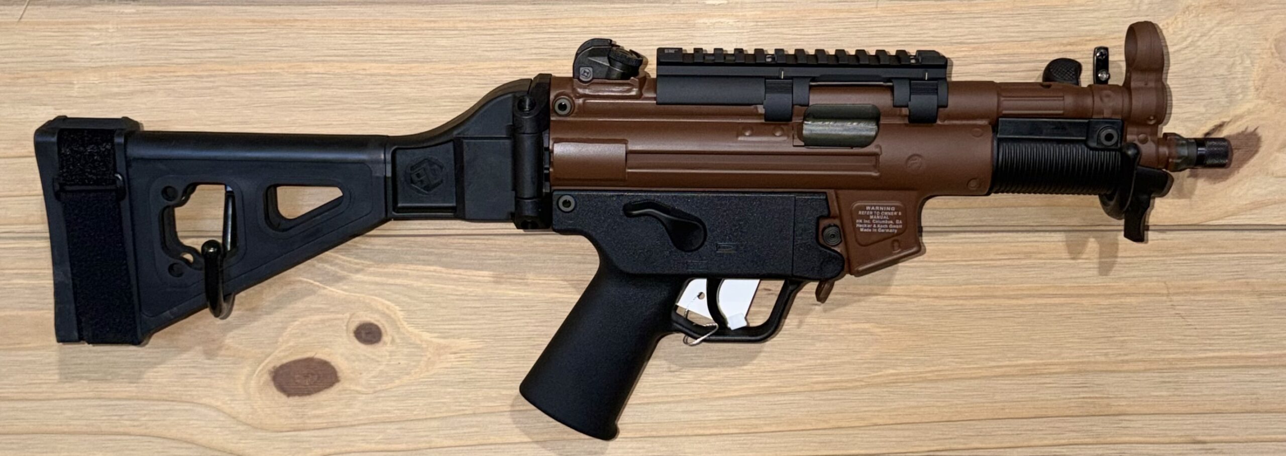 HK SP5K 9mm Pistol Matte Brown with Brace